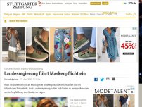 Bild zum Artikel: Coronavirus in  Baden-Württemberg: Landesregierung führt Maskenpflicht ein
