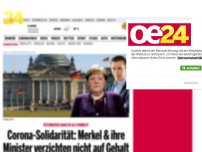 Bild zum Artikel: Corona-Solidarität: Merkel & ihre Minister verzichten nicht auf Gehalt