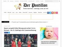 Bild zum Artikel: Bayern verspielt frühe Führung und verliert 72:1 in Bremen! - Der 32. Spieltag in der Zusammenfassung