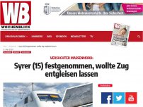 Bild zum Artikel: Syrer (15) festgenommen, wollte Zug entgleisen lassen