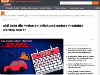 Bild zum Artikel: Aldi hebt die Preise an: Milch und andere Produkte werden teurer