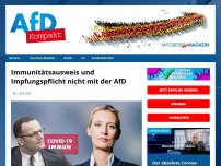 Bild zum Artikel: Immunitätsausweis und Impfungspflicht nicht mit der AfD