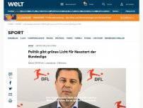 Bild zum Artikel: Politik gibt grünes Licht für Neustart der Bundesliga