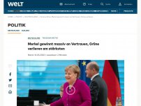 Bild zum Artikel: Merkel gewinnt massiv an Vertrauen, Grüne verlieren am stärksten