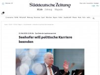 Bild zum Artikel: Zum Ende der Legislaturperiode: Seehofer will politische Karriere beenden