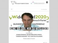 Bild zum Artikel: Eingeständnis: Selbsterklärte Partei “Widerstand2020” hat nur 50 Mitglieder