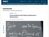 Bild zum Artikel: Corona-Ausbruch nach Treffen in Restaurant in Niedersachsen