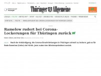 Bild zum Artikel: Ramelow rudert bei Corona-Lockerungen für Thüringen zurück