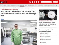 Bild zum Artikel: Er obduziert Hamburger Corona-Tote - 'Alle denken: Killervirus!' Rechtsmediziner genervt von Stellenwert der Todeszahlen
