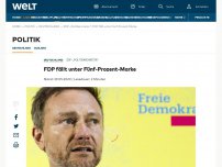 Bild zum Artikel: FDP fällt unter Fünf-Prozent-Marke