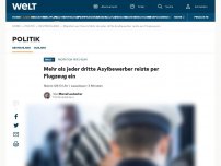 Bild zum Artikel: Mehr als jeder dritte Asylbewerber reiste per Flugzeug ein