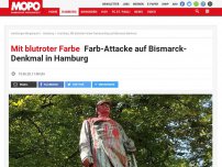 Bild zum Artikel: Mit blutroter Farbe: Farb-Attacke auf Bismarck-Denkmal in Hamburg