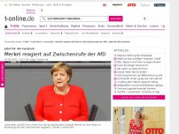 Bild zum Artikel: Bundestag: Merkel reagiert mit Humor auf Zwischenrufe der AfD