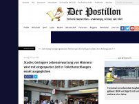 Bild zum Artikel: Studie: Geringere Lebenserwartung von Männern wird mit eingesparter Zeit in Toilettenschlangen exakt ausgeglichen