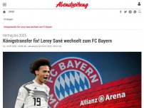 Bild zum Artikel: Vertrag bis 2025: Königstransfer fix! Leroy Sané wechselt zum FC Bayern