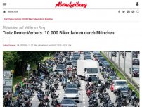 Bild zum Artikel: Motorräder auf Mittlerem Ring: Trotz Demo-Verbots: Tausende Biker fahren durch München