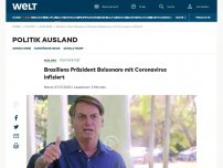 Bild zum Artikel: Brasiliens Präsident Bolsonaro mit Coronavirus infiziert