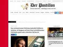 Bild zum Artikel: Von rechtsextremen Polizisten bedrohte Politikerin unsicher, ob langsam an ihrem Haus vorbeifahrendes Polizeiauto gutes oder schlechtes Zeichen ist