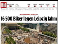 Bild zum Artikel: Motorraddemo in der City - 16500 Biker legen Leipzig lahm