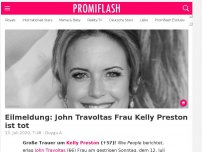 Bild zum Artikel: Eilmeldung: John Travoltas Frau Kelly Preston ist tot