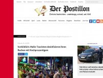 Bild zum Artikel: Vorbildlich: Malle-Touristen desinfizieren ihren Rachen mit Hochprozentigem