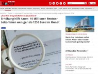 Bild zum Artikel: „Brauchen eine große Reform in Deutschland“ - Bundesregierung: Fast 10 Millionen Rentner bekommen weniger als 1250 Euro im Monat