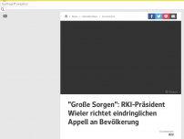 Bild zum Artikel: 'Macht uns große Sorgen': RKI richtet eindringlichen Appell an Bevölkerung