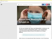 Bild zum Artikel: Bayern führt Maskenpflicht an Schulen ein
