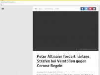 Bild zum Artikel: Altmaier fordert drastische Strafen: 'Anstieg der Infektionen nicht hinnehmbar'