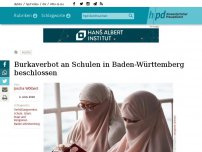 Bild zum Artikel: Burkaverbot an Schulen in Baden-Württemberg beschlossen