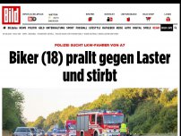 Bild zum Artikel: Auf A7 - Biker (18) prallt gegen Lkw und stirbt – Lkw türmt