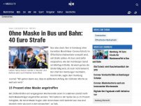Bild zum Artikel: Ohne Maske in Bus und Bahn: 40 Euro Strafe