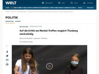 Bild zum Artikel: Auf die Kritik am Merkel-Treffen reagiert Thunberg merkwürdig
