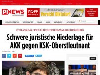 Bild zum Artikel: Entlassung eines Eliteoffiziers war rechtswidrig Schwere juristische Niederlage für AKK gegen KSK-Oberstleutnant