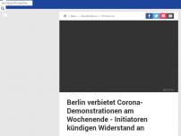 Bild zum Artikel: Berlin verbietet Corona-Demonstrationen am Wochenende