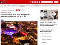 Bild zum Artikel: Köln - Paukenschlag: Weihnachtsmarkt am Kölner Dom abgesagt – auch andere fallen aus