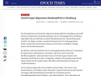 Bild zum Artikel: Gericht kippt allgemeine Maskenpflicht in Straßburg