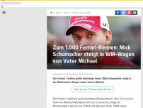 Bild zum Artikel: Zum 1.000 Ferrari-Rennen: Mick Schumacher steigt in WM-Wagen von Vater Michael
