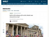 Bild zum Artikel: Berlin will bestimmen, für welche Inhalte man demonstrieren darf