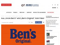 Bild zum Artikel: Aus „Uncle Ben’s“ wird „Ben’s Original“. Kein Fake!