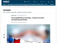 Bild zum Artikel: 16 Mal gefährlicher als Grippe – Drosten verweist auf alarmierende Studie