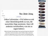 Bild zum Artikel: Oskar Lafontaine: «Wir haben es mit einer Identitätspolitik zu tun, die autoritäre Züge annimmt. Man will anderen vorschreiben, was sie zu sagen haben»