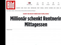 Bild zum Artikel: Damit sie nicht mehr zur Tafel muss - Millionär schenkt Rentnerin Mittagessen