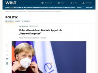 Bild zum Artikel: Kubicki bezeichnet Merkels Appell als „Verzweiflungstat“