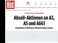 Bild zum Artikel: Autobahn gesperrt - Schon wieder Abseil- Aktion an der A3