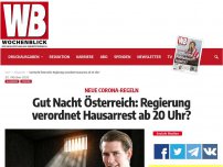 Bild zum Artikel: Gut Nacht Österreich: Regierung verordnet Hausarrest ab 20 Uhr?