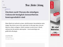 Bild zum Artikel: Fürchtet euch! Warum die ständigen Unkenrufe bezüglich Intensivbetten kontraproduktiv sind