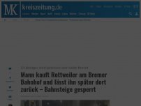 Bild zum Artikel: Mann kauft Rottweiler am Bremer Bahnhof und lässt ihn später dort zurück – Bahnsteige gesperrt