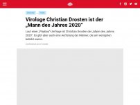Bild zum Artikel: Virologe Christian Drosten ist der „Mann des Jahres 2020“