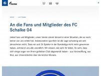 Bild zum Artikel: An die Fans und Mitglieder des FC Schalke 04